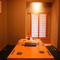 プライベート感を重視しくつろげる掘りごたつ個室完備