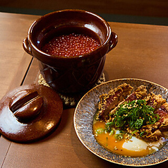 信州限定 山賊焼き、信州産コシヒカリの土鍋ご飯〜いくらまみれ〜の写真