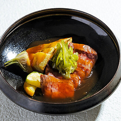尾崎牛と夏野菜の味噌餡掛け