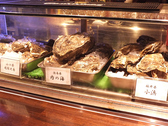 カウンターの目の前にあるショーケースには新鮮な牡蠣がずらり。季節を問わず、新鮮で美味しい牡蠣を全国・海外から厳選して仕入れています。