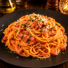 渡り蟹のトマトクリームパスタ