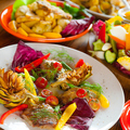料理メニュー写真 鴨のロースト　季節野菜とバルサミコソース