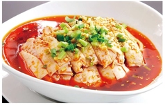 蒸し鶏の四川ソース/ホタテとキュウリ四川風麻辣和え 各