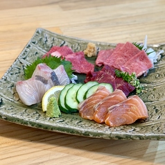 肉刺しと鮮魚刺し5種盛り