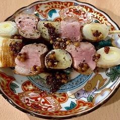 鴨ロース肉と白ねぎの串焼き