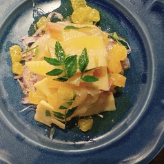 桜鯛と筍と新甘夏の木の芽マリネ