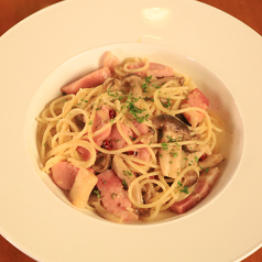 キノコ・ベーコンのペペロンチーノ・和風
