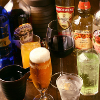 お一人様+500円で飲み放題ドリンクの種類充実できます