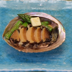 あわびとアスパラ醤油バター焼き