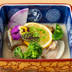 大分平目と春野菜のスープ仕立て