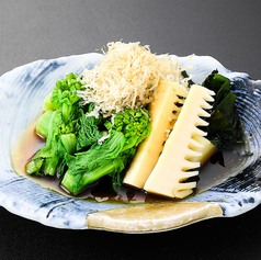 菜の花とたけのこの辛し和え