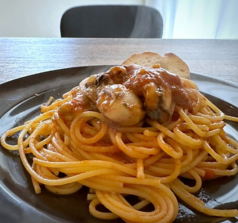 広島カキのクリームパスタの写真