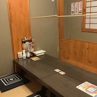 全席個室でプライベート空間。周りを気にせず寛げる◎