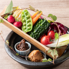 朝採れ野菜のお刺身 自家製味噌ディップ