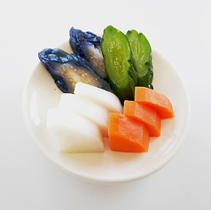 漬物３種盛り(紫蘇きゅうり、山芋わさび、ゆず大根)