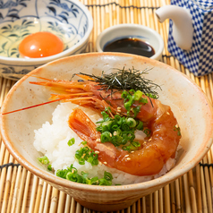 海老の醤油漬けと蘭王の卵かけご飯