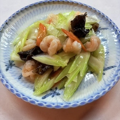 エビとセロリの塩炒め