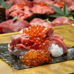 当店の名物その1★各種黒毛和牛肉寿司★京都では当店だけの黒毛和牛を使用した絶品肉寿司です★