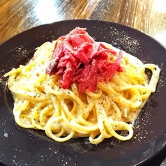 馬ベーコンとゴルゴンゾーラパスタ