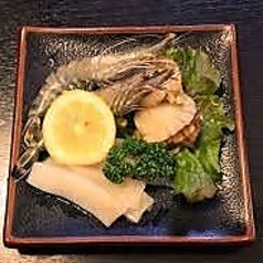 海鮮焼きセット(有頭エビ・ホタテ貝柱・紋甲イカ)