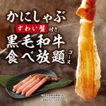 【生ビールOK約50品飲み放題2H付】ずわい蟹2本付！黒毛和牛等お肉全12種類&60種類以上が食べ放題！