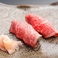 【寿司】レアステーキ にぎり寿司二貫