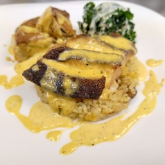 アイナメのムニエル香味野菜とポテトのバターライス