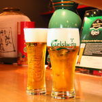 生ビールは松山では珍しいカールスバーグを使用！すっきりした味わいでオーナーおすすめのビールです