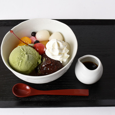 白玉抹茶クリームあんみつ