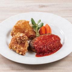 ハンバーグ&LIONチキンの唐揚げ