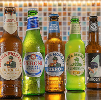 イタリアワインやイタリアビールが充実。料理と一緒に