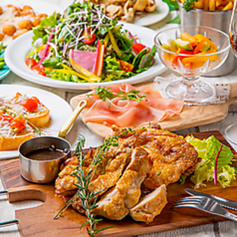 『特製スパイス揚げたて唐揚げ/サラダ等食べ放題プラン』全7品2時間飲み放題付3,000円