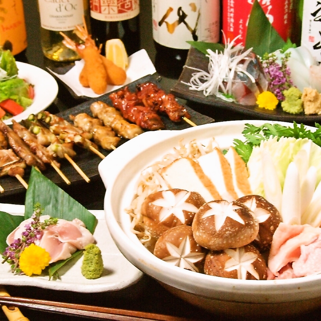 飲み放題付きのコースは5000円からご用意!! 　自慢の串焼きなどを満喫できます