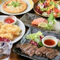 料理メニュー写真&nbsp;2H飲放付【ボリュームたっぷり】[カジュアルコース]税込3500円★お造り三種盛、牛ハラミステーキ
