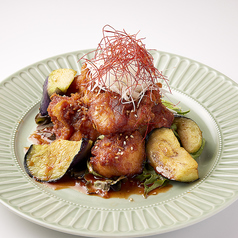 鶏のから揚げと揚げ茄子～油淋鶏風