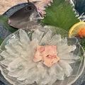 料理メニュー写真 活きカワハギ姿造り