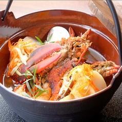 オマール海老と魚介類のブイヤベース　味噌山椒のアイオリ　味の変化～おもてなし～