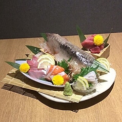 スルメイカ姿造りとお造り三点盛り