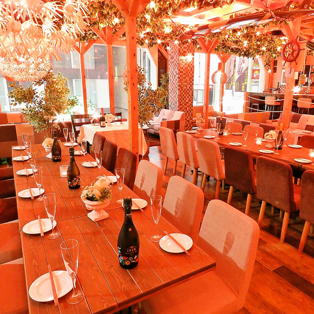 貸切Partyなら立食で、最大80名様までOK！結婚式二次会・大型歓迎会・送別会などご相談ください！