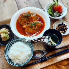 【限定】ロールキャベツ定食ミネストローネ風副菜、サラダ、みそ汁付<税込1300円>