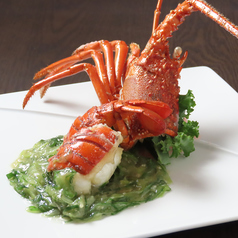 【コースお料理】伊勢海老の葱生姜煮込み