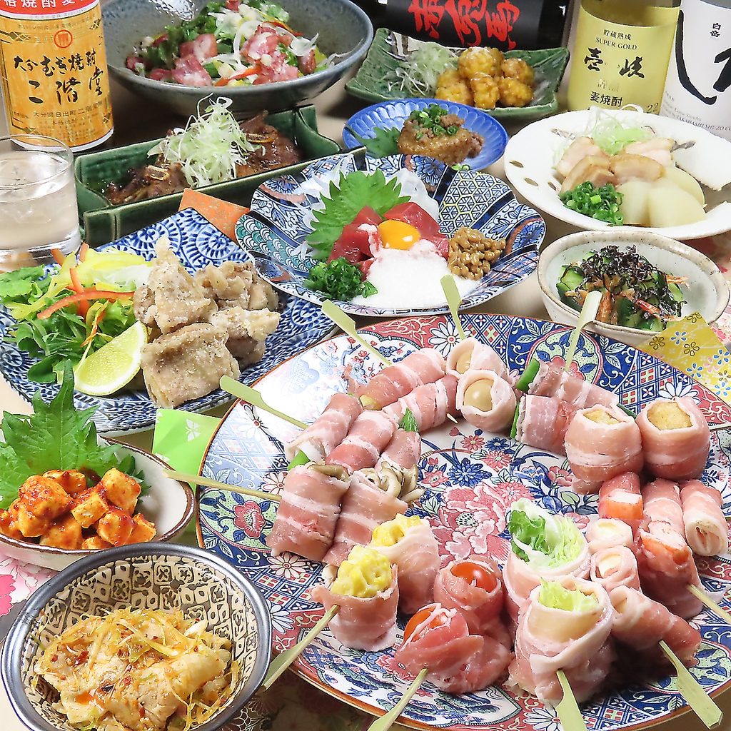 野菜巻き串と香心ポークを堪能できるコースを飲み放題付き5500円(税込)で提供！宴会でご利用下さい◎