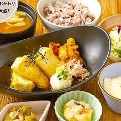 【健康バランス定食】厚揚げ豆腐と若鶏天ぷらの揚げだし
