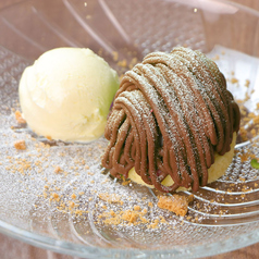 生チョコモンブランとバニラアイス