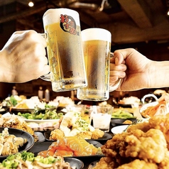 生ビールが追加料金ナシで飲み放題！の写真