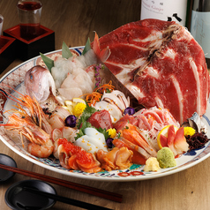 【数量限定！】≪生本マグロの骨付き中落ち×旬魚の姿造り付き≫お造り盛り合わせ『特上』