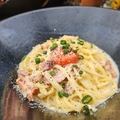 料理メニュー写真&nbsp;厚切りベーコン豆乳カルボナーラ