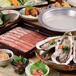 産直生牡蠣やハマグリ出汁で味わう栗豚と牛タンのしゃぶしゃぶを楽しめる飲み放題付～真心～コース