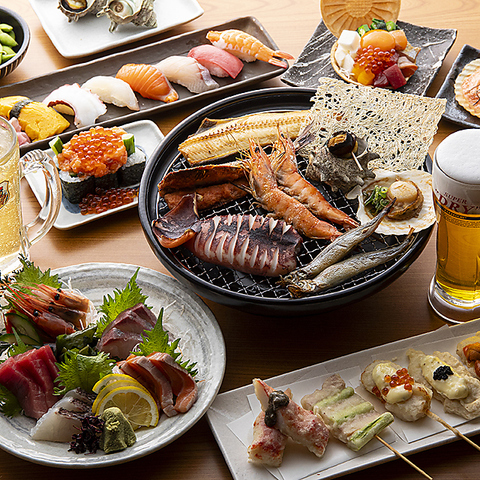 大衆魚料理・浜焼き・天ぷら・すしが自慢！個室も多数！飲み放題付き宴会コースも◎