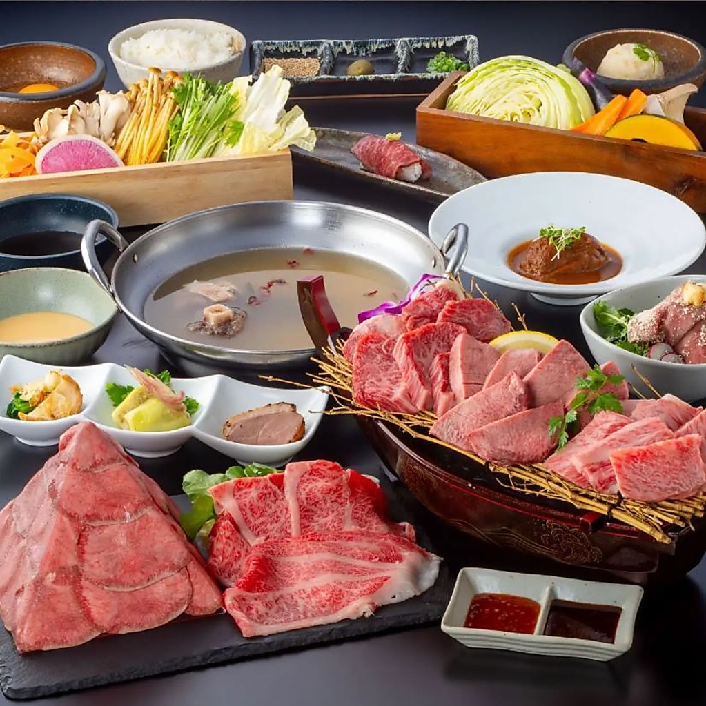 ◆厳選焼肉としゃぶしゃぶ４種◆フルサービスコース月華(げっか) お料理全10品！お1人様7，000円